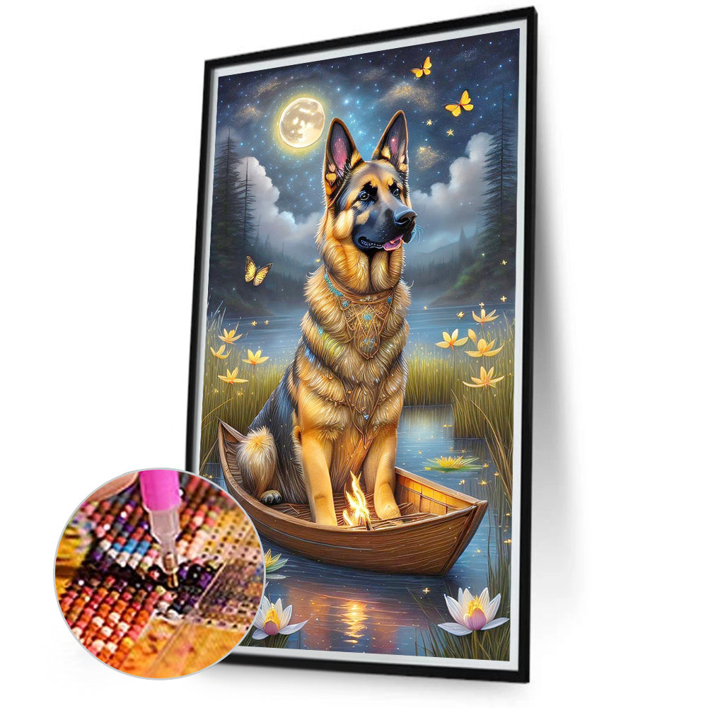 Wolfdog On The Boat - Full Round Drill Diamond Painting 40*70CM