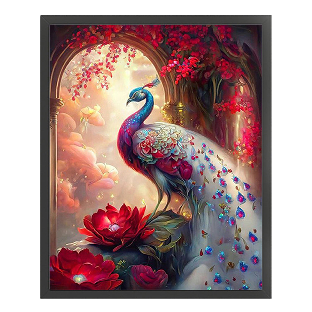 Peacock And Flowers - 11CT Stamped Cross Stitch 40*50CM