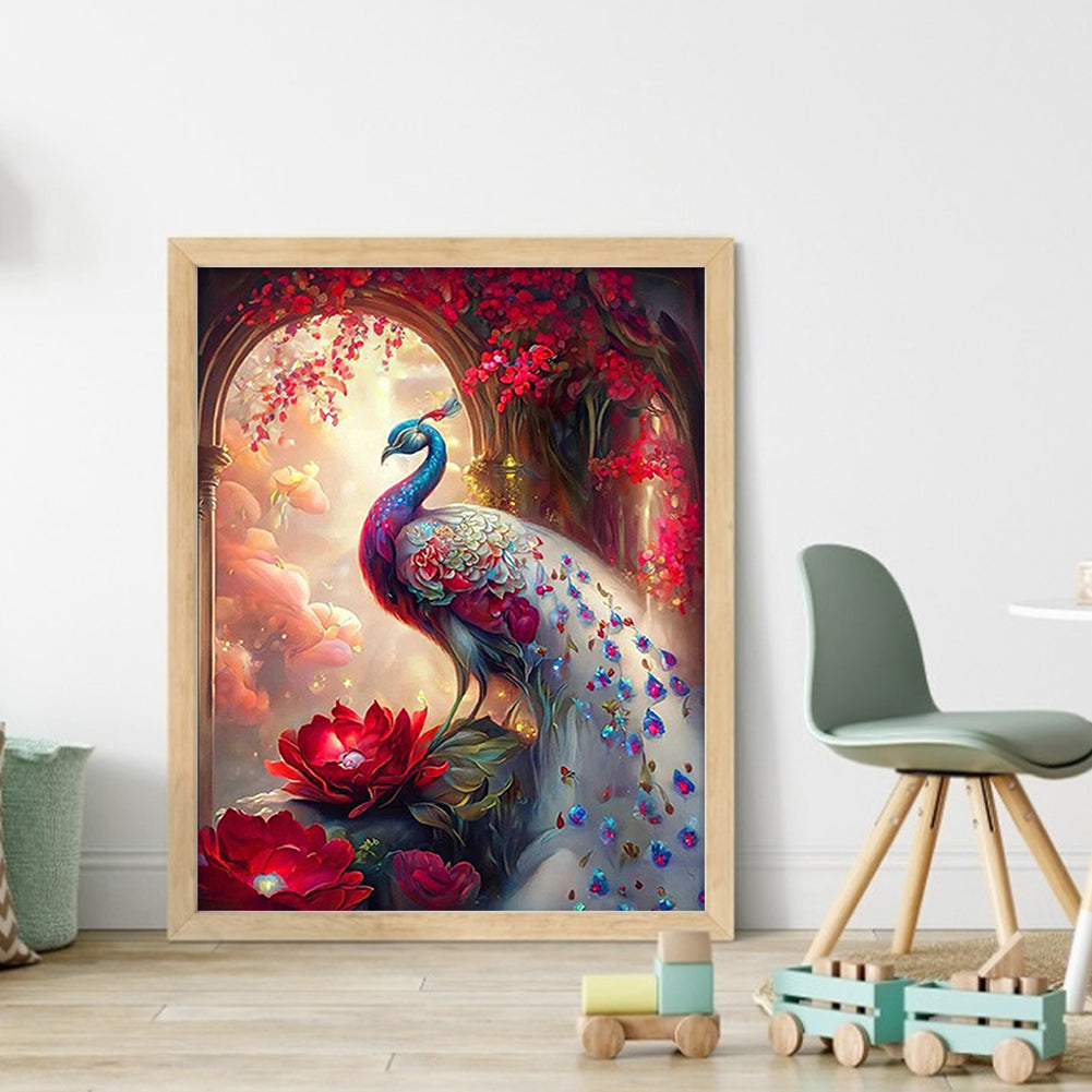 Peacock And Flowers - 11CT Stamped Cross Stitch 40*50CM