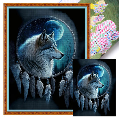 Dream Catcher And Wolf - 11CT Stamped Cross Stitch 40*53CM