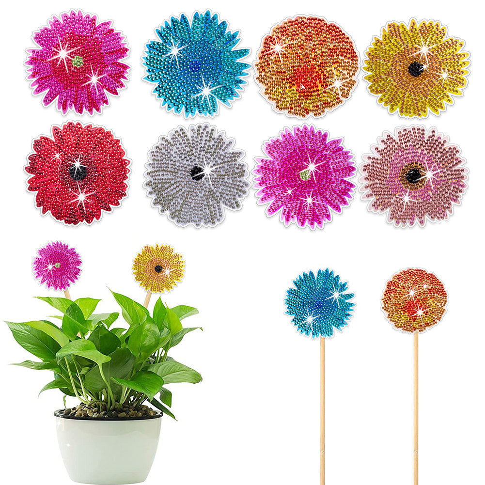 8PCS DIY Diamond Paintings Stick Yard Decor Diamond Painting Garden Stakes Decor