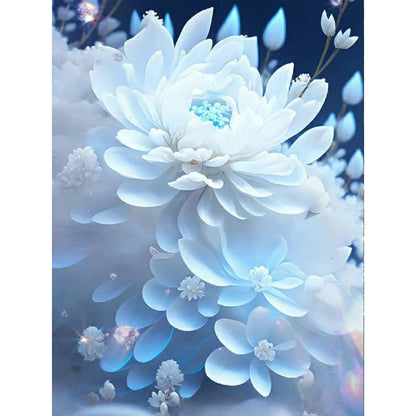 Snow-Colored Ice Lotus Flower - Full Round Drill Diamond Painting 30*40CM