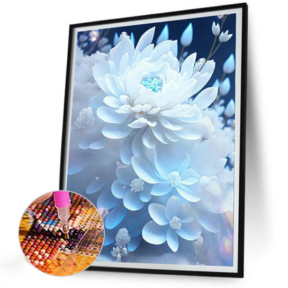 Snow-Colored Ice Lotus Flower - Full Round Drill Diamond Painting 30*40CM