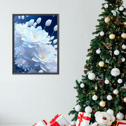 Snow-Colored Ice Lotus Flower - Full Round Drill Diamond Painting 30*40CM