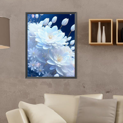 Snow-Colored Ice Lotus Flower - Full Round Drill Diamond Painting 30*40CM