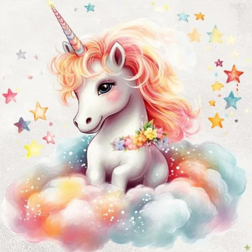 Colorful Cloud Unicorn - Full Round Drill Diamond Painting 30*30CM