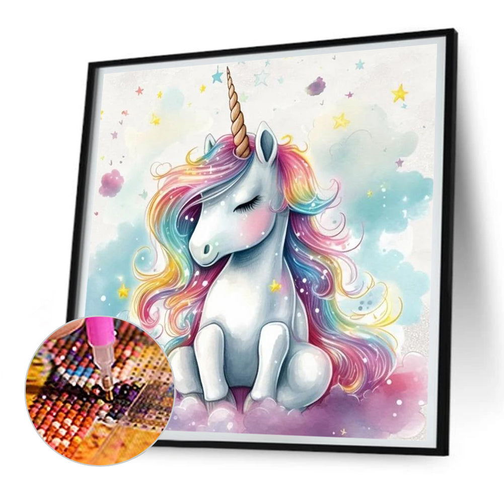 Colorful Cloud Unicorn - Full Round Drill Diamond Painting 30*30CM