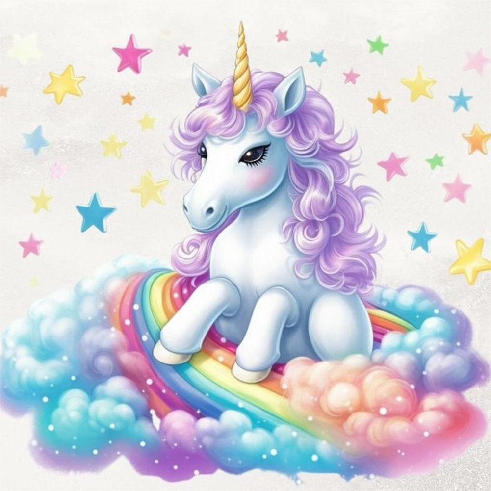 Colorful Cloud Unicorn - Full Round Drill Diamond Painting 30*30CM