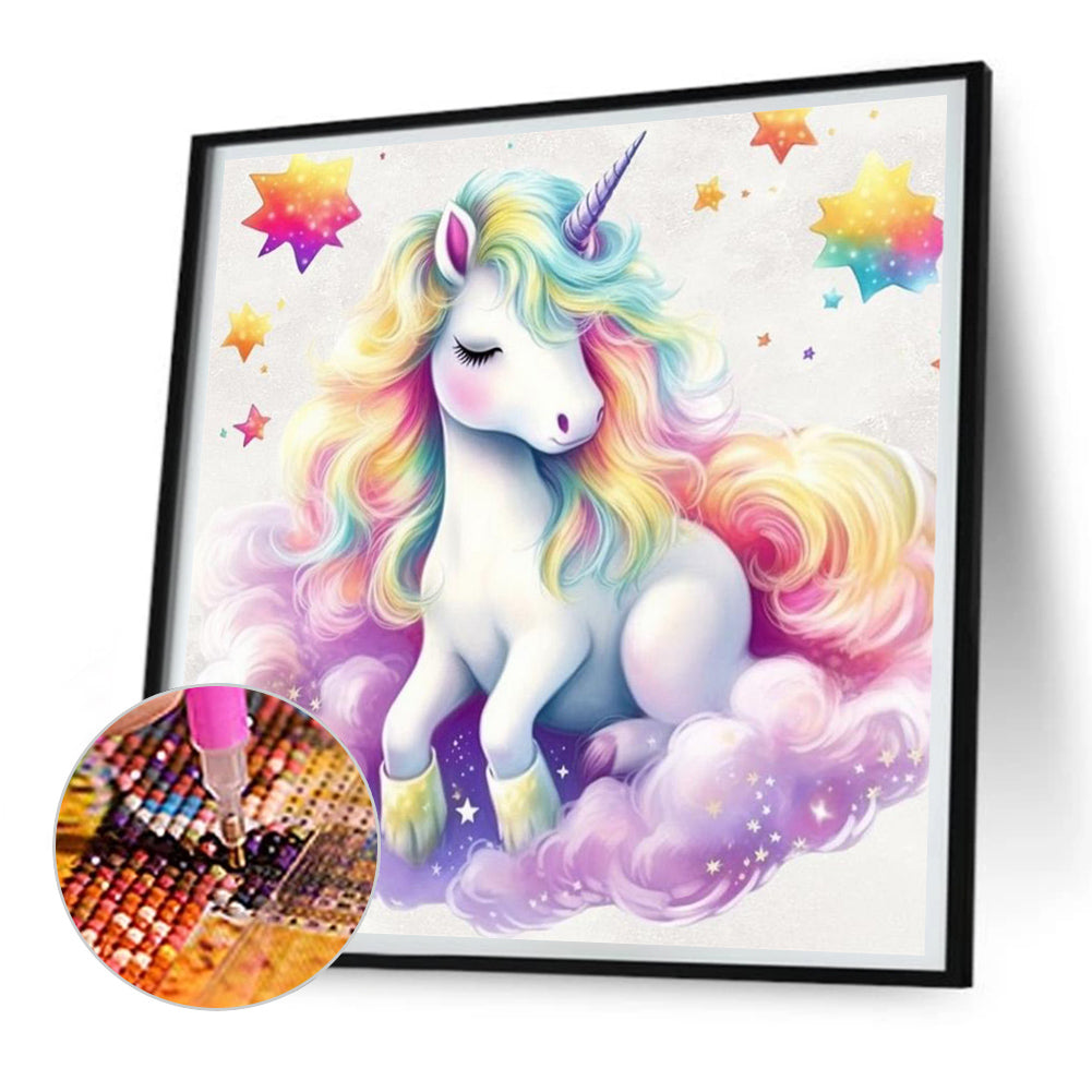 Colorful Cloud Unicorn - Full Round Drill Diamond Painting 30*30CM