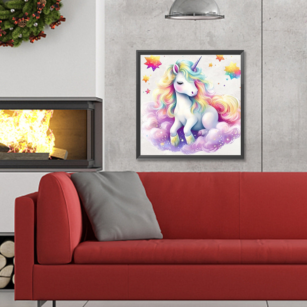 Colorful Cloud Unicorn - Full Round Drill Diamond Painting 30*30CM