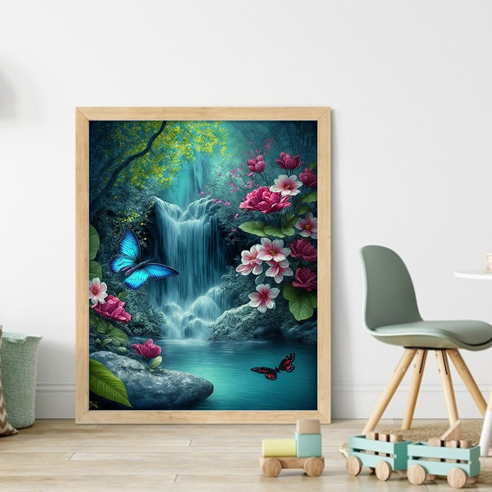 Butterfly Waterfall - 11CT Stamped Cross Stitch 40*50CM