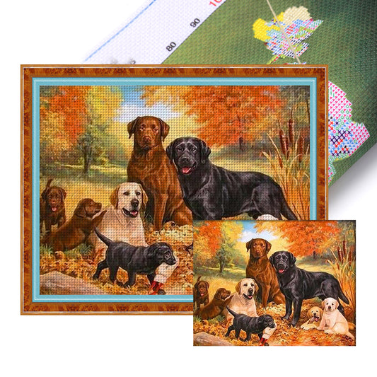 A Group Of Dogs - 11CT Stamped Cross Stitch 50*40CM