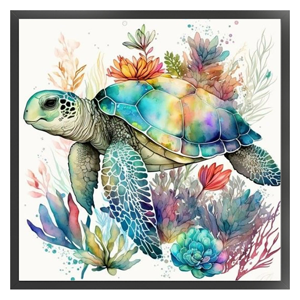 Watercolor Turtle - 11CT Stamped Cross Stitch 40*40CM