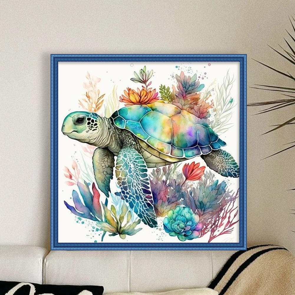 Watercolor Turtle - 11CT Stamped Cross Stitch 40*40CM