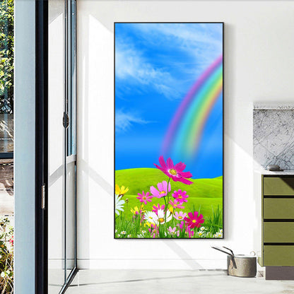 Blue Sky Rainbow Flowers - Full Round Drill Diamond Painting 40*70CM