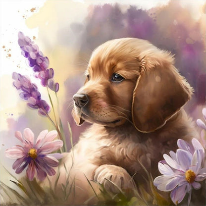Golden Retriever Puppy - Full Round Drill Diamond Painting 30*30CM