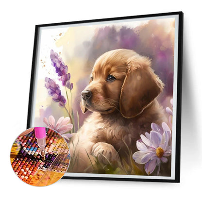 Golden Retriever Puppy - Full Round Drill Diamond Painting 30*30CM
