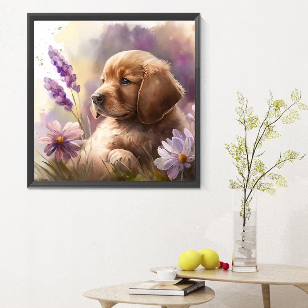Golden Retriever Puppy - Full Round Drill Diamond Painting 30*30CM