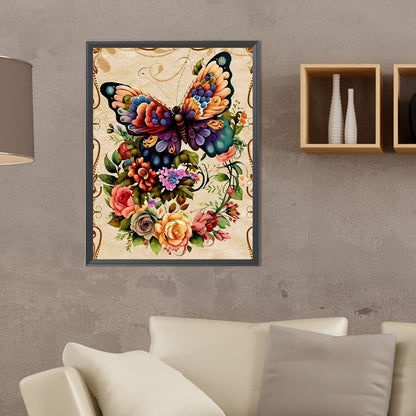 Flowers And Butterflies - Full Round Drill Diamond Painting 30*40CM