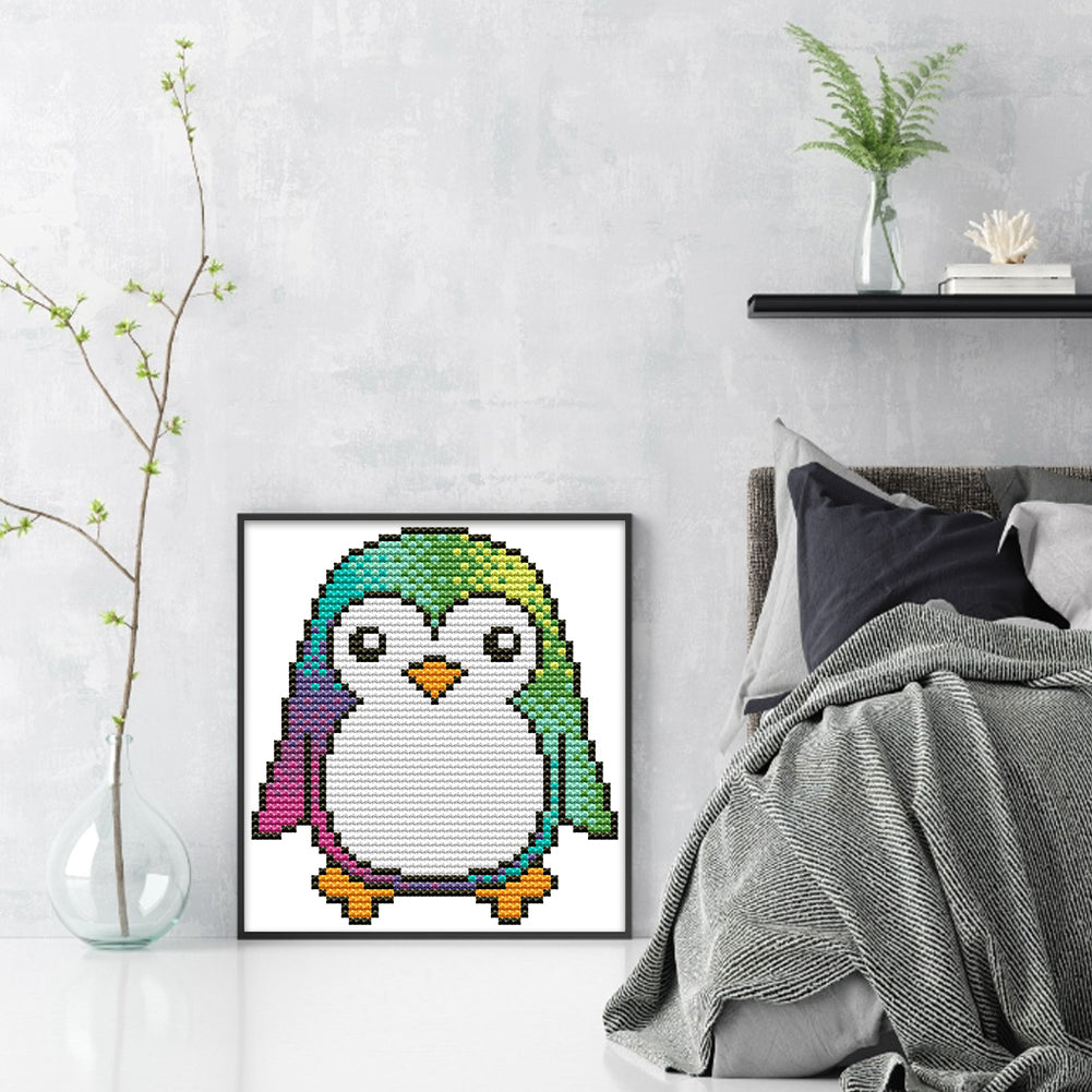 Little Penguin - 11CT Stamped Cross Stitch 18*19CM(Joy Sunday)