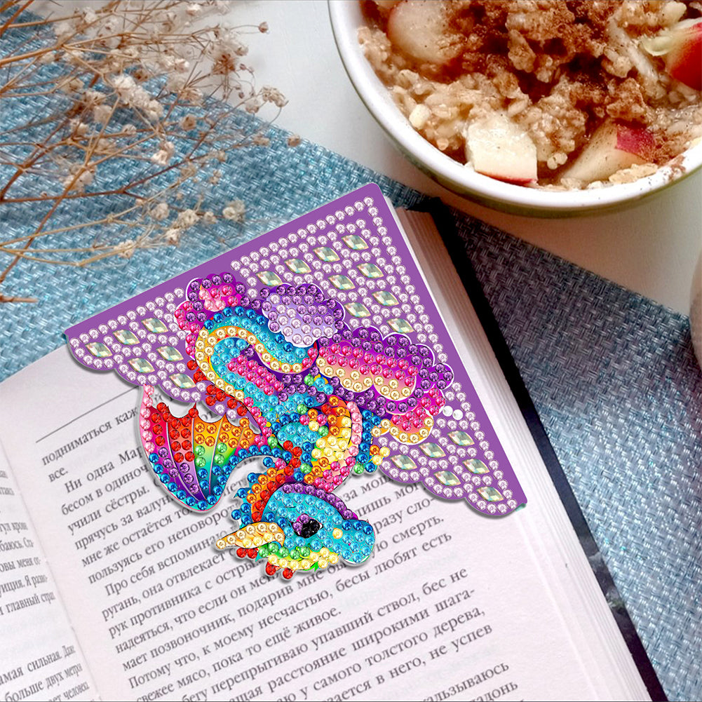 4PCS Special Shape+Round Diamond Painting Bookmark Kits Kits(Rainbow Pteranodon)