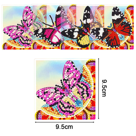 4PCS Special Shape+Round Diamond Painting Bookmark Kits Kits (Garden Butterfly)