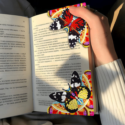 4PCS Special Shape+Round Diamond Painting Bookmark Kits Kits (Garden Butterfly)