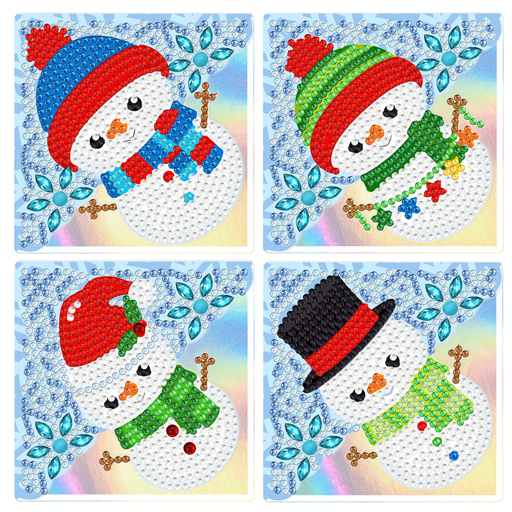 4PCS Special Shape+Round Diamond Painting Bookmark Kits Kits(Cartoon Snowman #6)