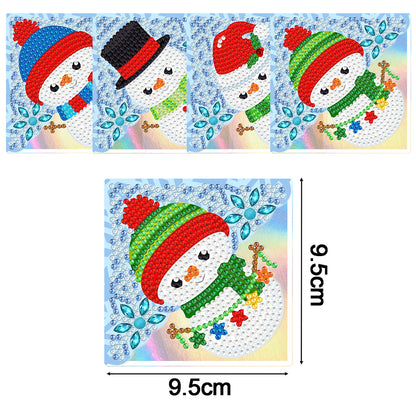 4PCS Special Shape+Round Diamond Painting Bookmark Kits Kits(Cartoon Snowman #6)