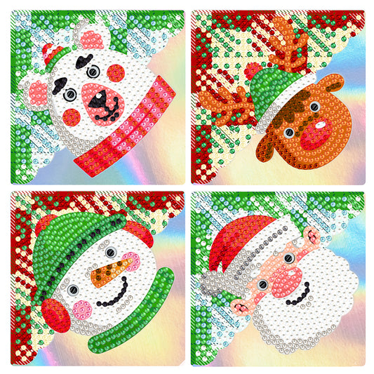 4PCS Special Shape+Round Diamond Painting Bookmark Kits Kits(Cartoon Snowman #7)