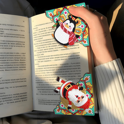 4PCS Special Shape+Round Diamond Painting Bookmark Kits Kits (Xmas Critter #10)