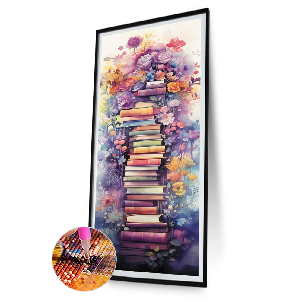 Flower Book Ladder - Full Round Drill Diamond Painting 30*70CM