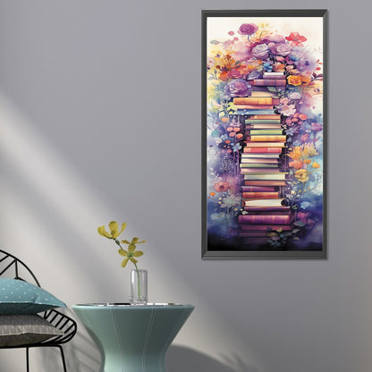 Flower Book Ladder - Full Round Drill Diamond Painting 30*70CM