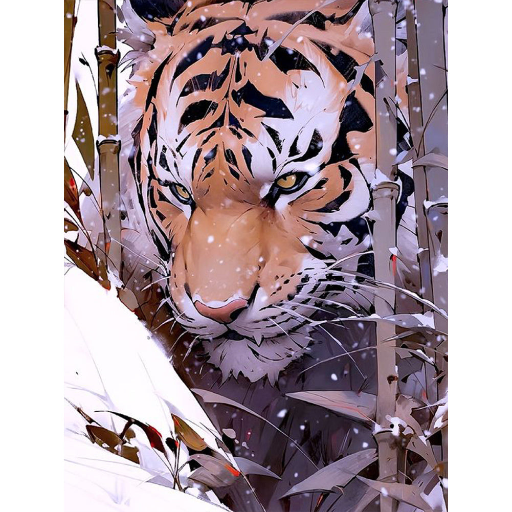 Tiger In Snow - Full Round Drill Diamond Painting 30*40CM