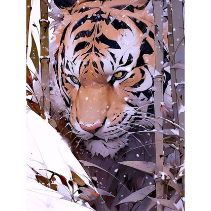 Tiger In Snow - Full Round Drill Diamond Painting 30*40CM