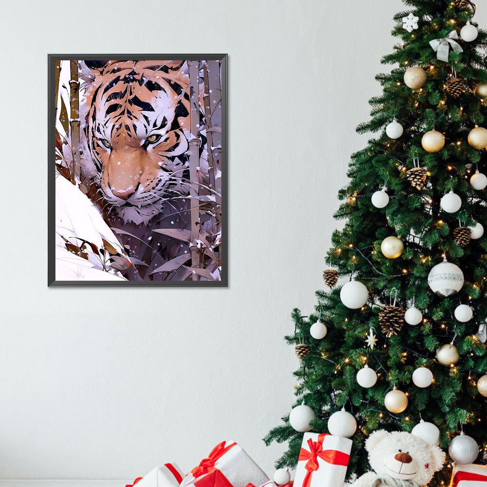 Tiger In Snow - Full Round Drill Diamond Painting 30*40CM