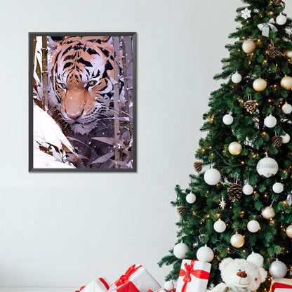 Tiger In Snow - Full Round Drill Diamond Painting 30*40CM