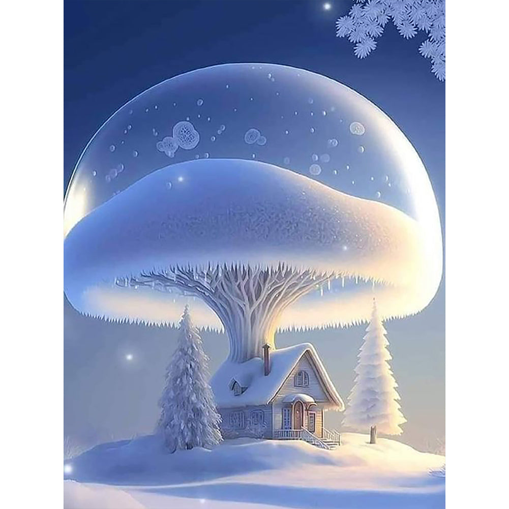 Snow Cabin - Full Round Drill Diamond Painting 30*40CM