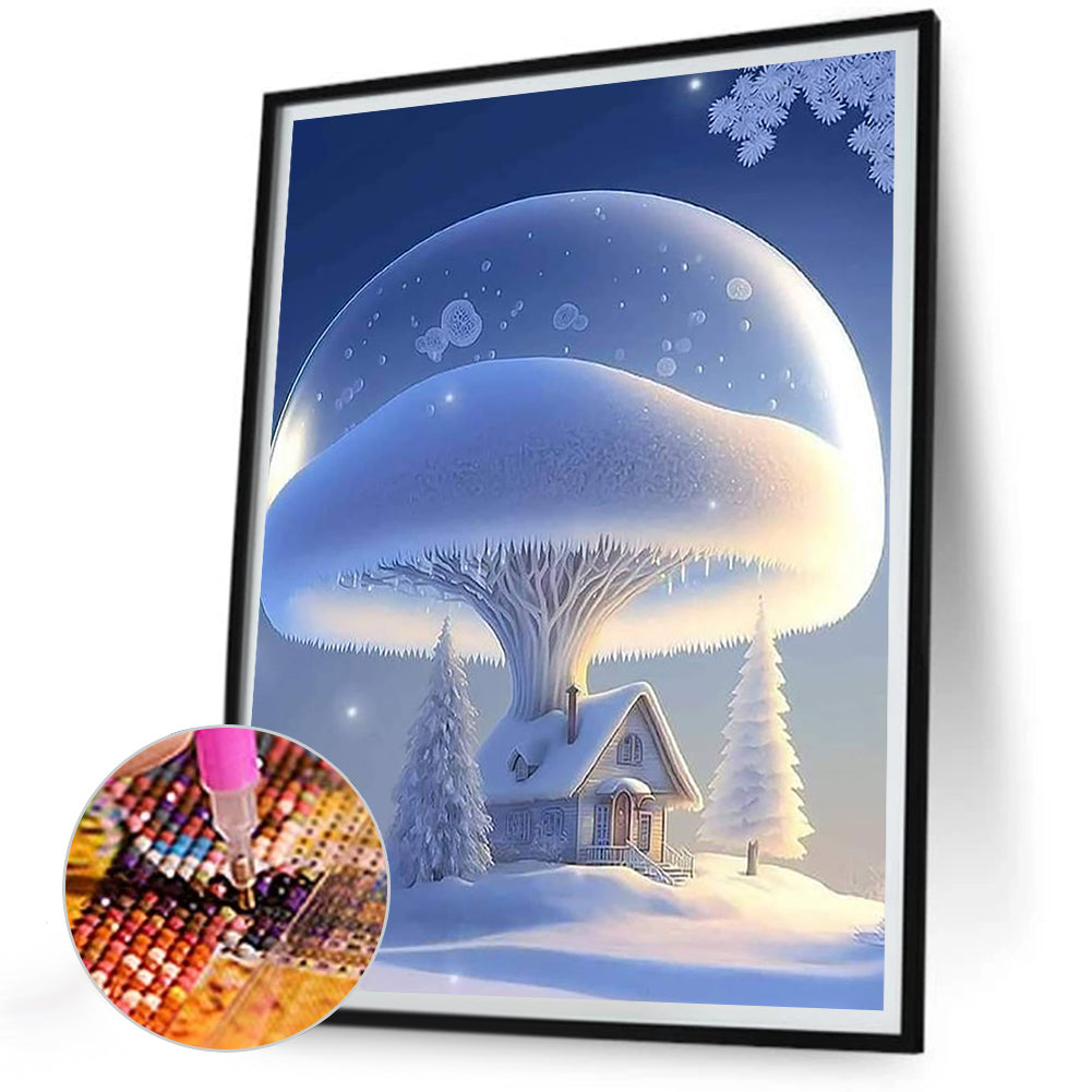 Snow Cabin - Full Round Drill Diamond Painting 30*40CM