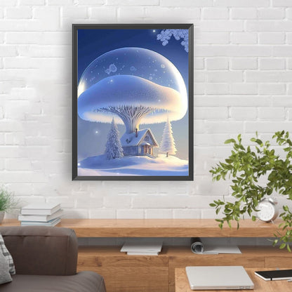 Snow Cabin - Full Round Drill Diamond Painting 30*40CM