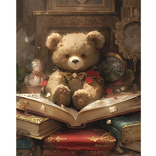 Teddy Bear Reading A Book - Full Round Drill Diamond Painting 40*50CM