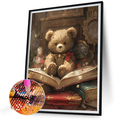 Teddy Bear Reading A Book - Full Round Drill Diamond Painting 40*50CM