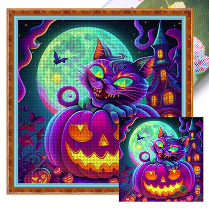 Pumpkin Cat - 11CT Stamped Cross Stitch 50*50CM