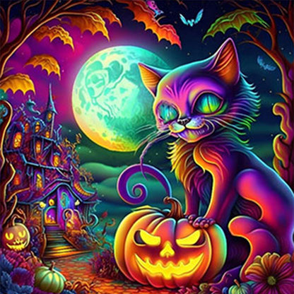 Pumpkin Cat - 11CT Stamped Cross Stitch 50*50CM