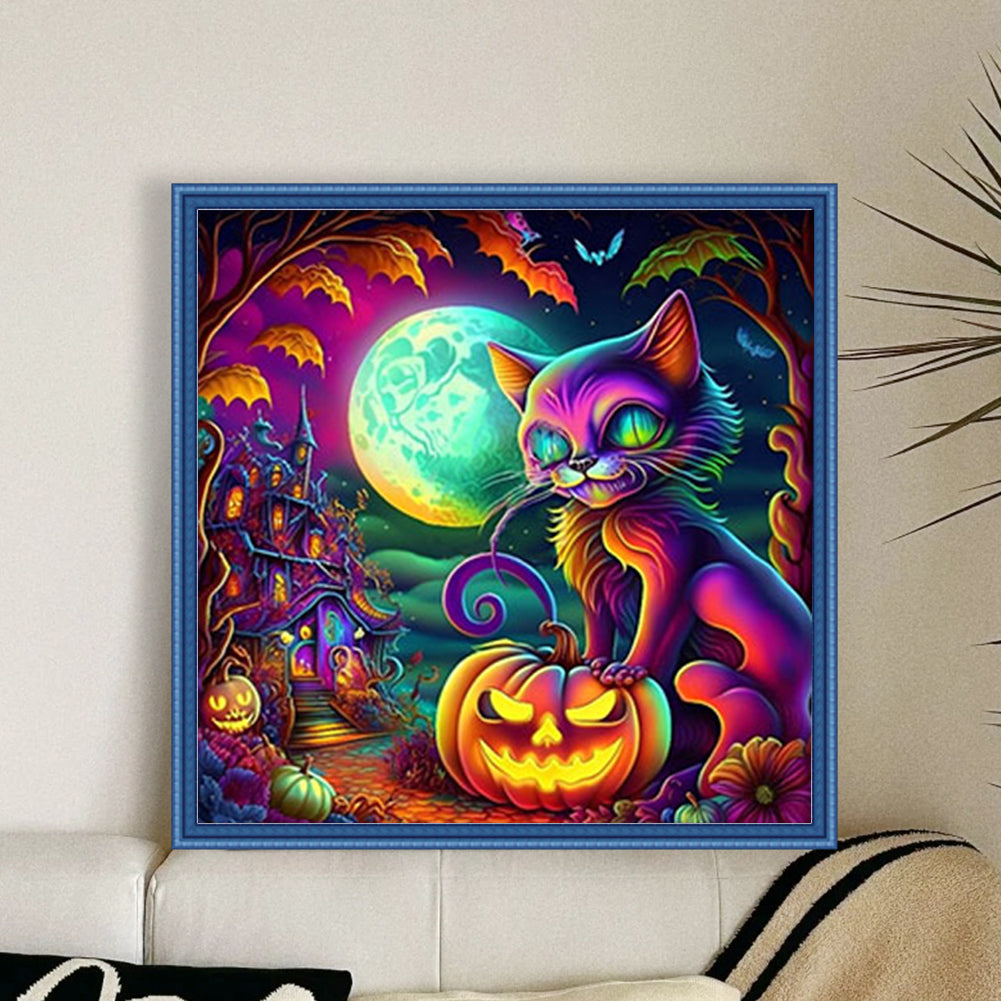 Pumpkin Cat - 11CT Stamped Cross Stitch 50*50CM