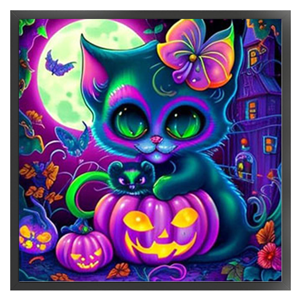 Pumpkin Cat - 11CT Stamped Cross Stitch 50*50CM