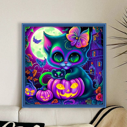 Pumpkin Cat - 11CT Stamped Cross Stitch 50*50CM