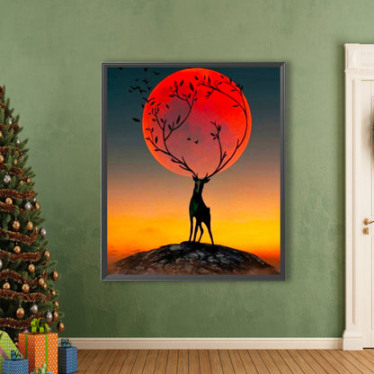Deer At Sunset - Full Square Drill Diamond Painting 50*60CM