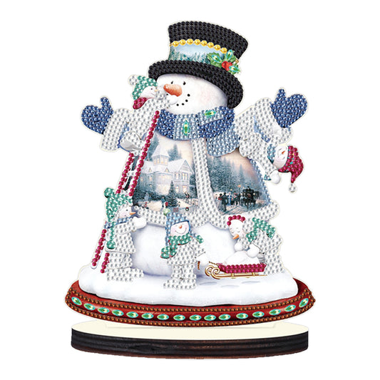 Christmas Snowman Wooden Desktop Diamond Painting Ornament (#1)