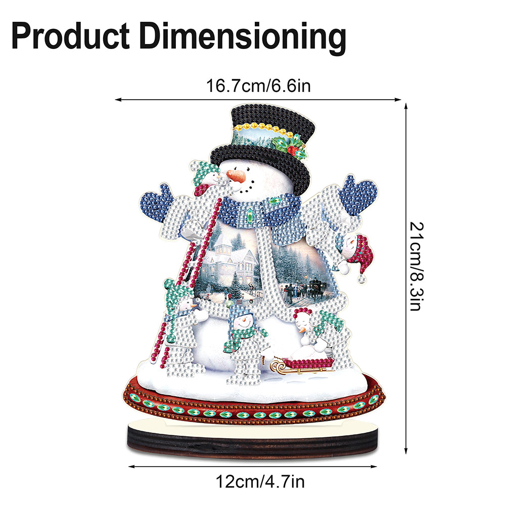 Christmas Snowman Wooden Desktop Diamond Painting Ornament (#1)